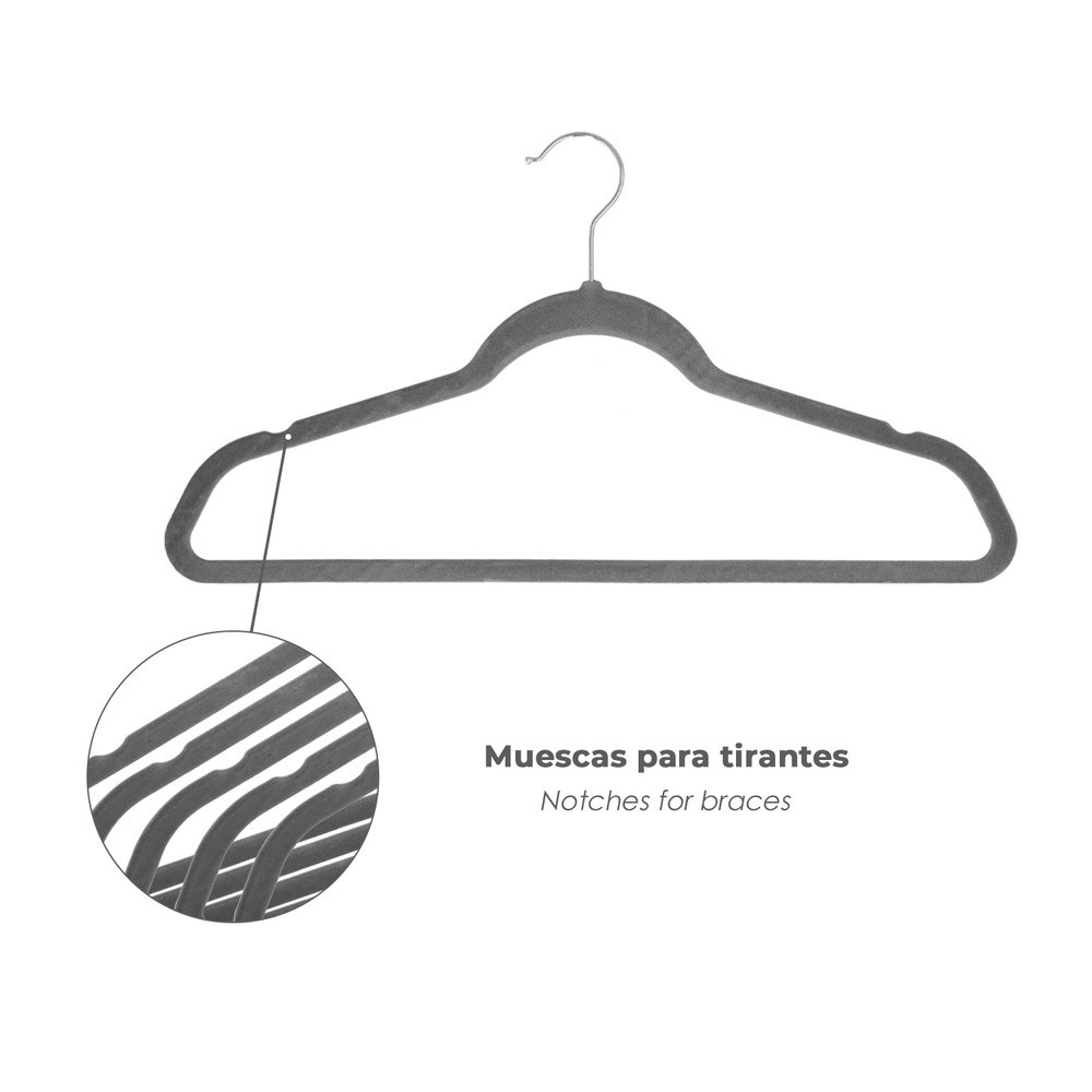 Percha Terciopelo 445 mm, (Pack 10 Piezas) al por Mayor | Almacén de Ferretería