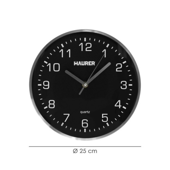 Reloj De Pared Ø 25 Cm Negro al por Mayor | Almacén de Ferretería