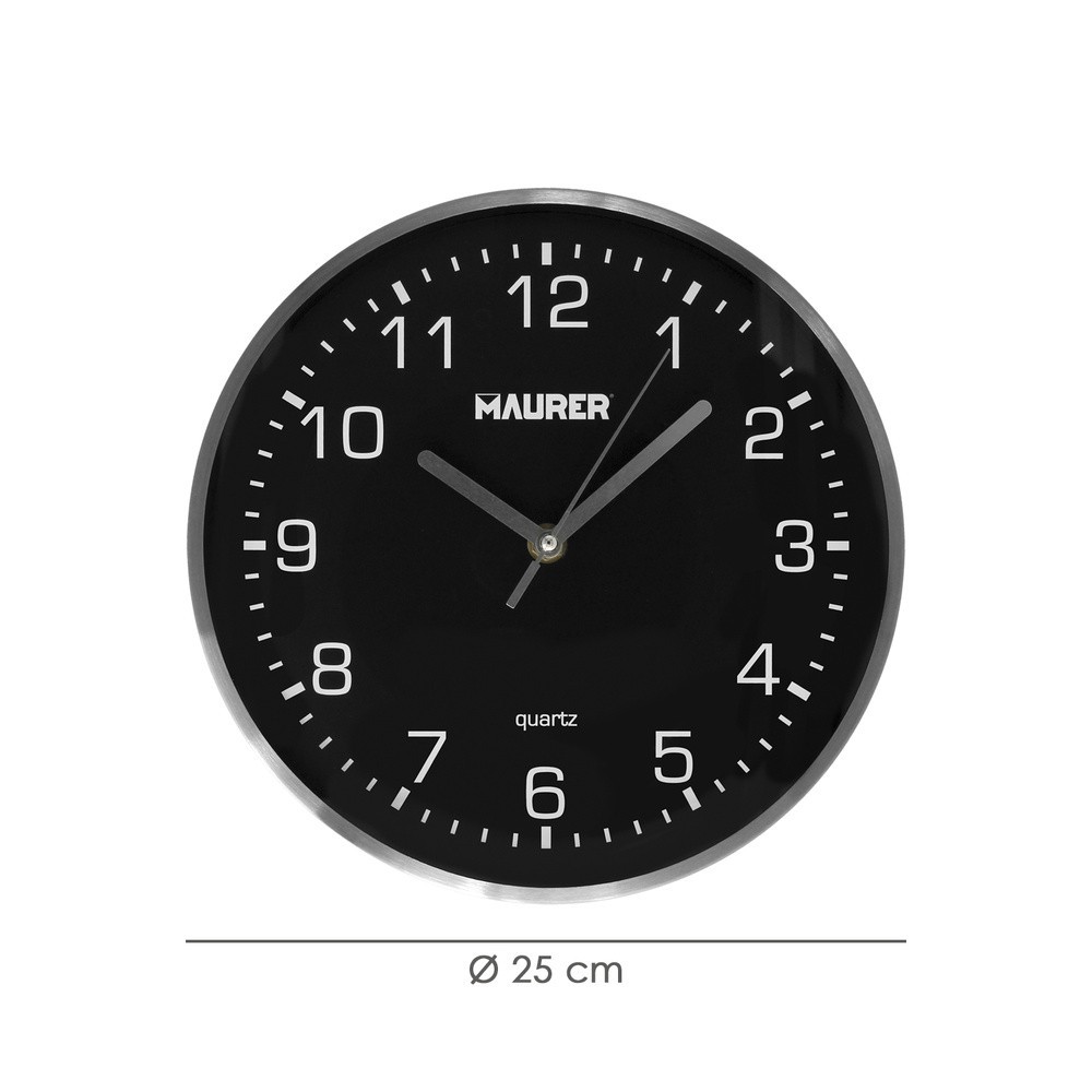 Reloj De Pared Ø 25 Cm Negro al por Mayor | Almacén de Ferretería