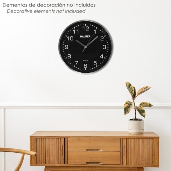 Reloj De Pared Ø 25 Cm Negro al por Mayor | Almacén de Ferretería
