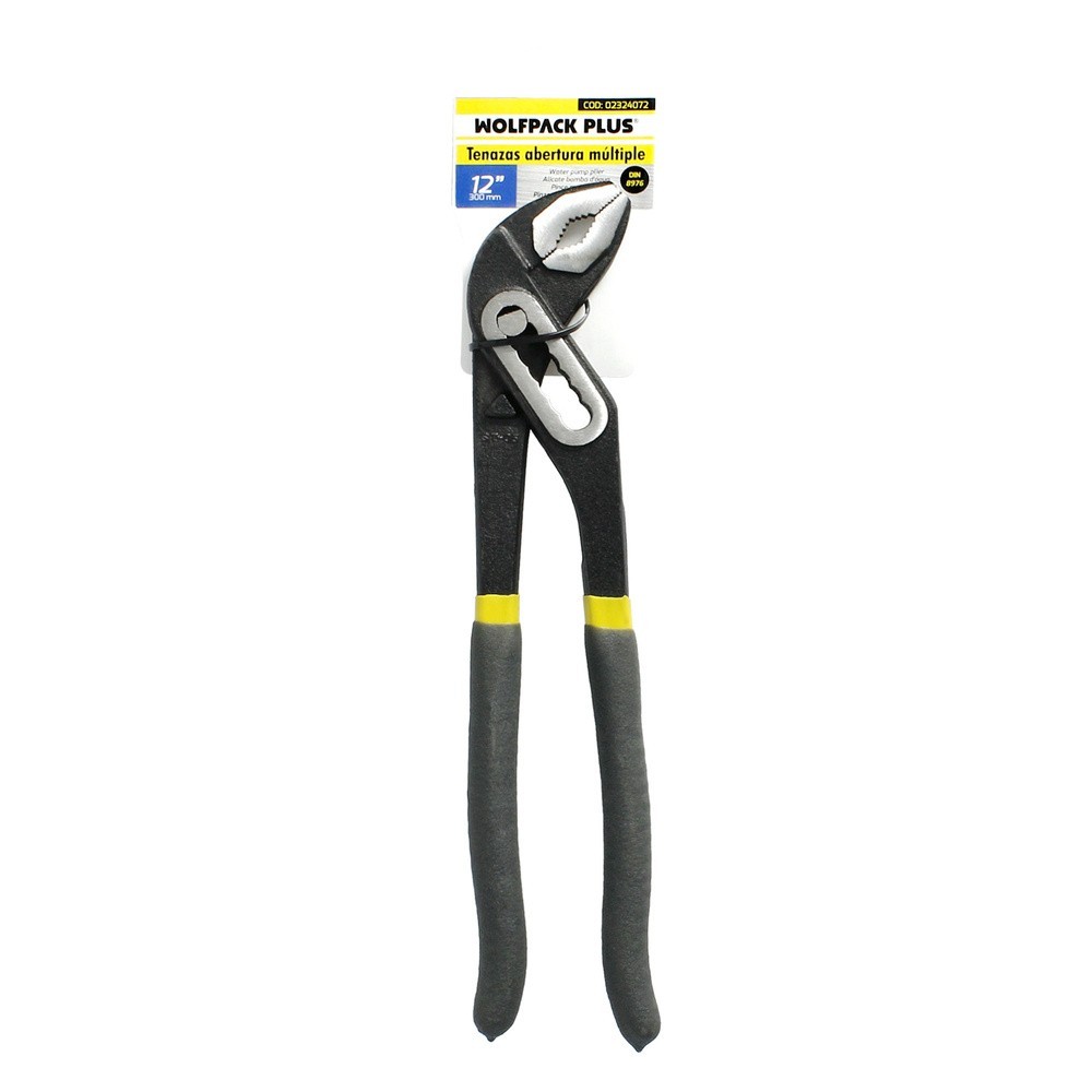 Tenazas Apertura Múltiple Negra 300 mm, Mangos Plastificados DIN 8976, Pico De Loro, Alicates Extensibles, Tenazas Fontanero al 