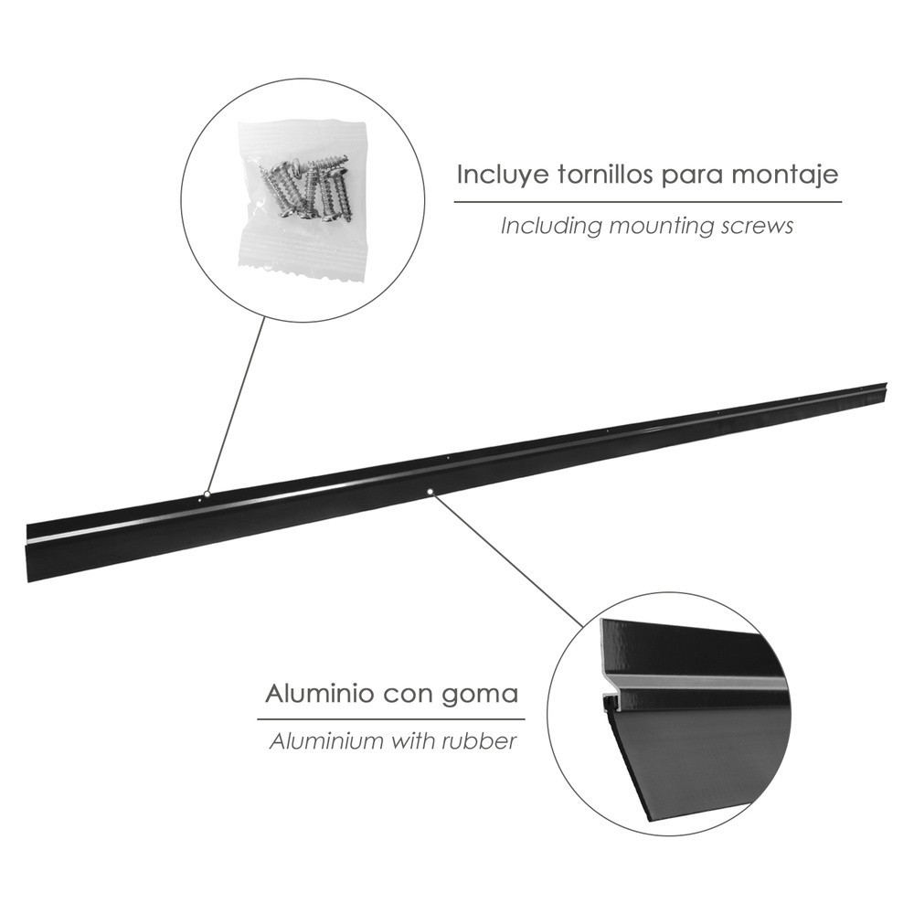 Burlete Para Puertas De Garaje Aluminio Negro Con Goma 2,5 m, Perfil Bajo Cochera Cepillo De Puerta, Burlete Garaje al por Mayor