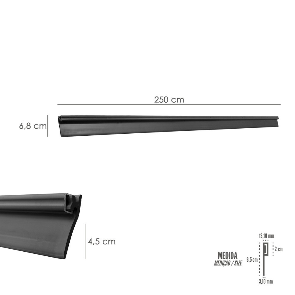 Burlete Reforzado Para Puertas De Garaje Aluminio Negro Con Goma 2,5 m, Perfil Bajo Cochera Cepillo De Puerta, Burlete Garaje al