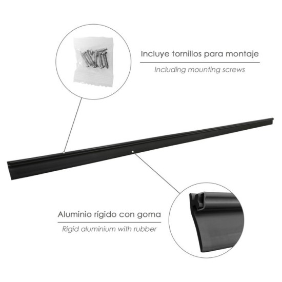 Burlete Reforzado Para Puertas De Garaje Aluminio Negro Con Goma 2,5 m, Perfil Bajo Cochera Cepillo De Puerta, Burlete Garaje al