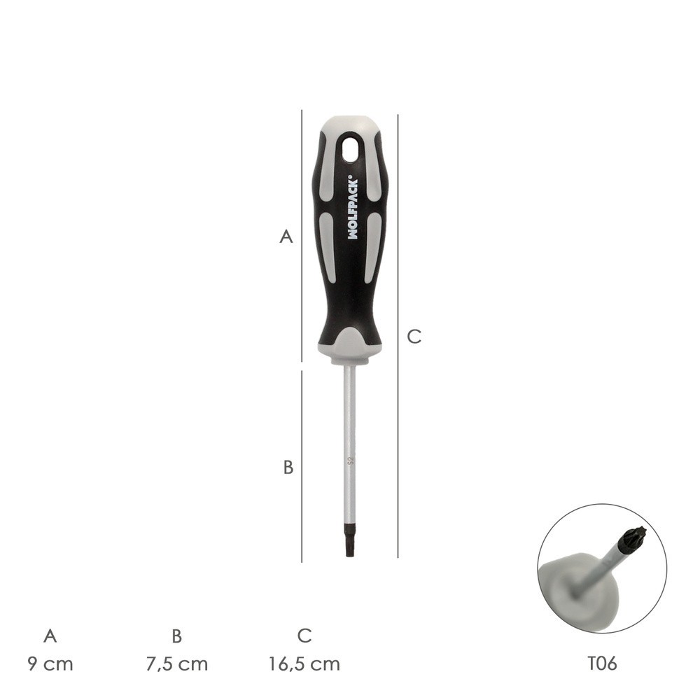 Destornillador Torx Acero S2 Mango TPR Bimaterial, Medida T06 x Ø 3,0 x 75 mm, al por Mayor | Almacén de Ferretería