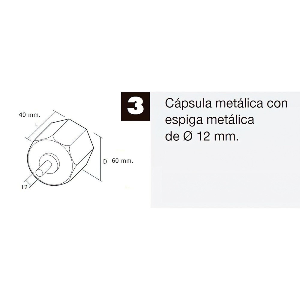 Capsula Persiana Metalica Con Espiga Para Eje 60 mm, al por Mayor | Almacén de Ferretería