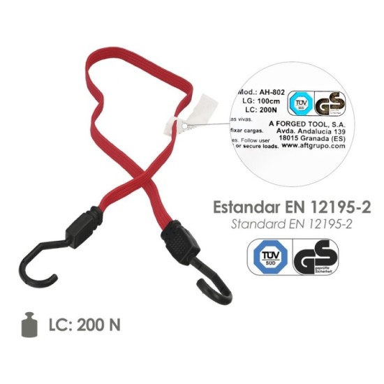 Pulpo De Goma Plano Reforzado 1,0 Metro (2 Unidades) 100% Latex, Capacidad Amarre 200 Newtons Gomas Elasticas, Cuerda Elastica, 