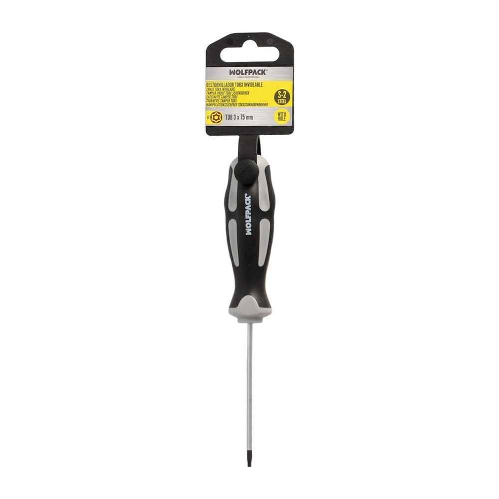 Destornillador Torx Inviolable Acero S2 Mango TPR Bimaterial, Medida T08 x Ø 3,0 x 75 mm, al por Mayor | Almacén de Ferretería