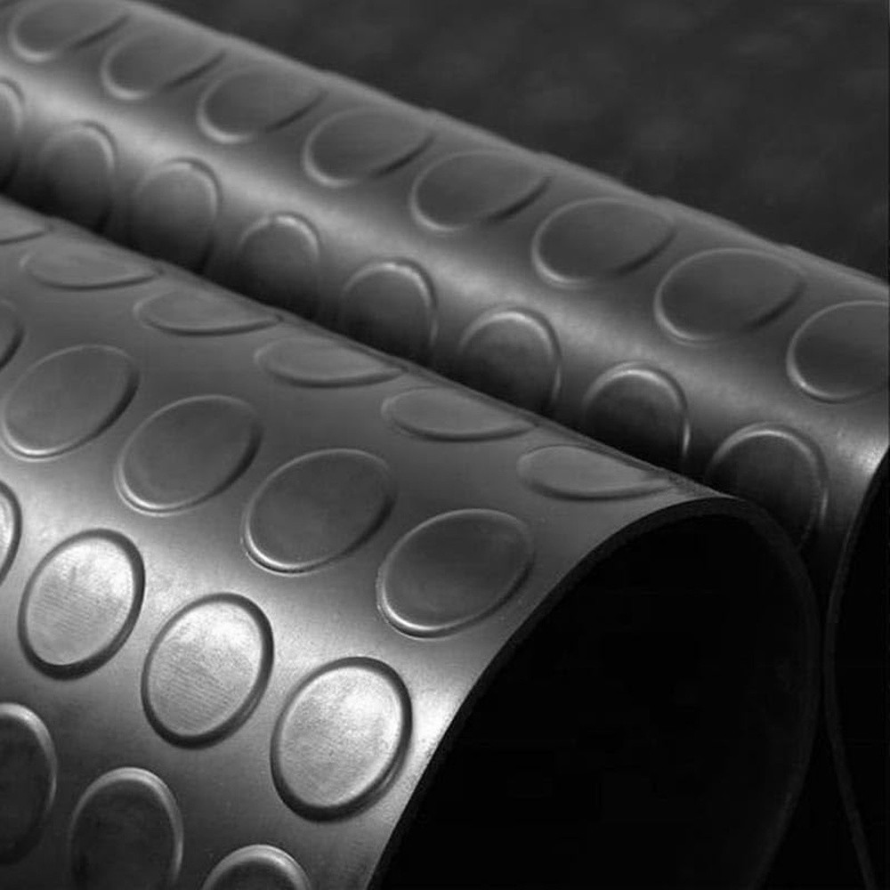 Suelo Goma Circulos 1,20x10 Metros 3 mm, de Grosor Color Negro, Uso Domestico al por Mayor | Almacén de Ferretería