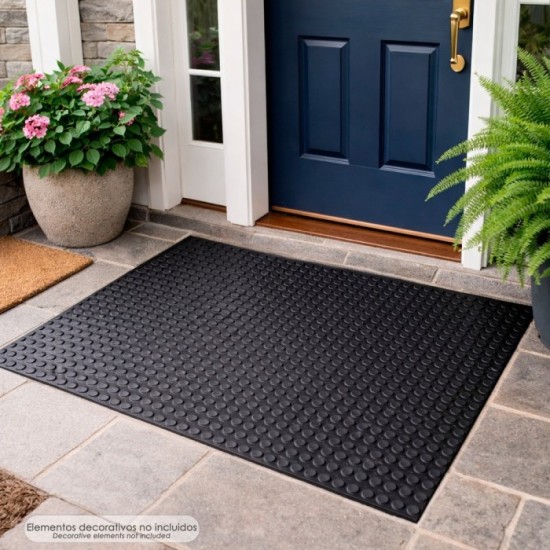 Suelo Goma Circulos 1,20x10 Metros 3 mm, de Grosor Color Negro, Uso Domestico al por Mayor | Almacén de Ferretería