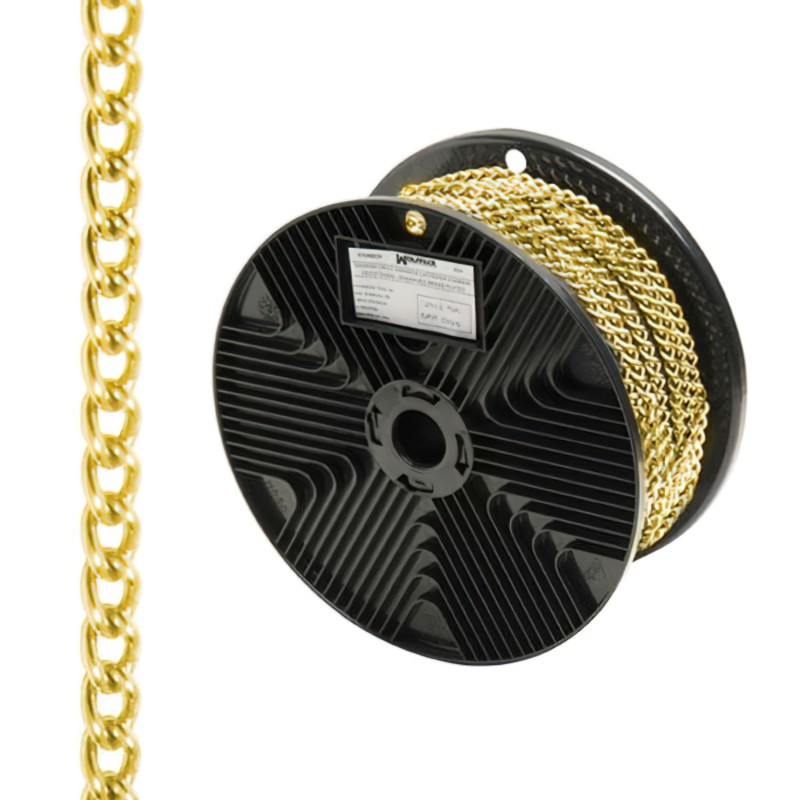 Cadena Decorativa Barbada Dorada 2,0 mm, / Rollo 20 Metros