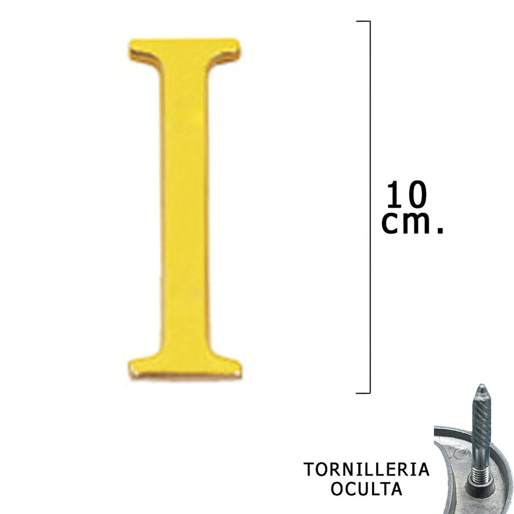 Letra Latón "I" 10 cm, con Tornilleria Oculta (Blister 1 Pieza) al por Mayor | Almacén de Ferretería