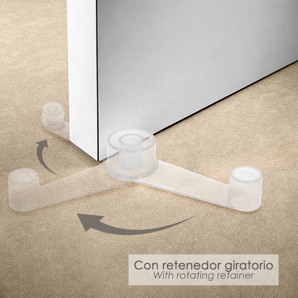 Tope Puerta Adhesivo con Retenedor Transparente al por Mayor | Almacén de Ferretería