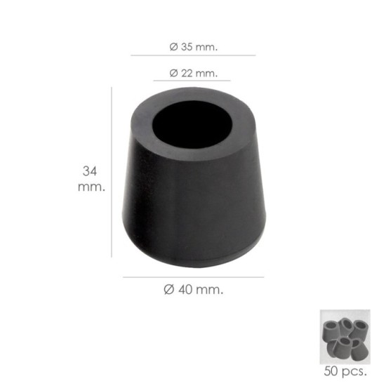Taco Goma Andador Negro Ø 22mm Con Arandela Interior Bolsa 50 Unidades al por Mayor | Almacén de Ferretería