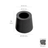Taco Goma Andador Negro Ø 22mm Con Arandela Interior Bolsa 50 Unidades al por Mayor | Almacén de Ferretería