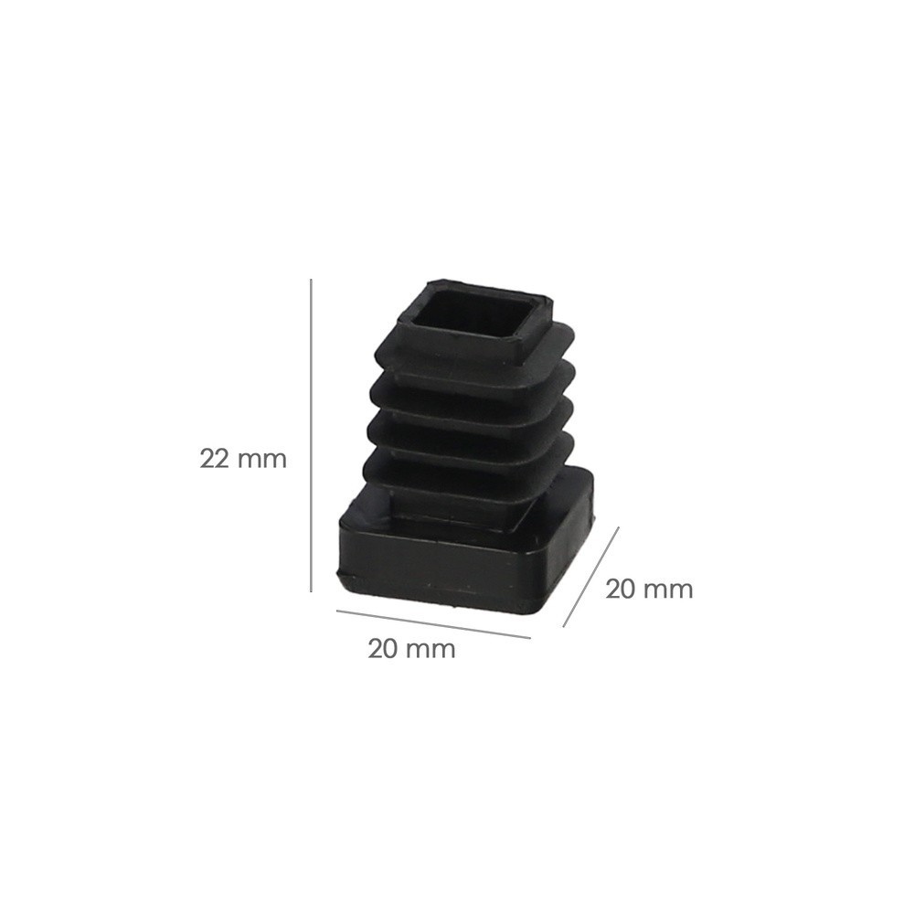 Contera Interior Plastico Cuadrada 20x20 mm, Color Negro, Bolsa 200 Unidades, Contera Mesa, Silla, Muebles, Estanteria al por Ma