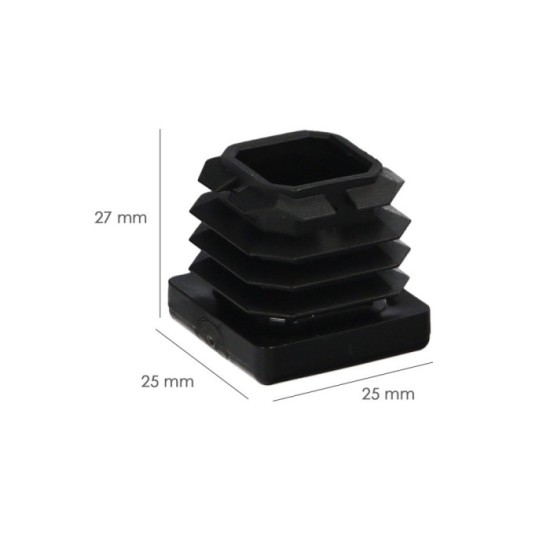 Contera Interior Plastico Cuadrada 25x25 mm, Color Negro, Bolsa 200 Unidades, Contera Mesa, Silla, Muebles, Estanteria al por Ma