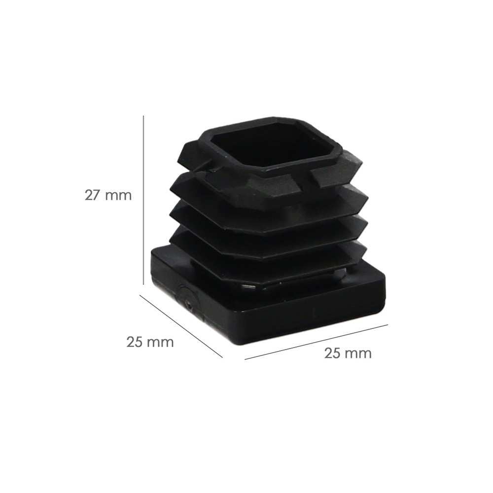 Contera Interior Plastico Cuadrada 25x25 mm, Color Negro, Bolsa 200 Unidades, Contera Mesa, Silla, Muebles, Estanteria al por Ma