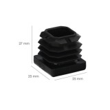 Contera Interior Plastico Cuadrada 25x25 mm, Color Negro, Bolsa 200 Unidades, Contera Mesa, Silla, Muebles, Estanteria al por Ma
