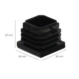 Contera Interior Plastico Cuadrada 30x30 mm, Color Negro, Bolsa 200 Unidades, Contera Mesa, Silla, Muebles, Estanteria al por Ma