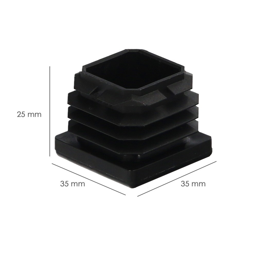 Contera Interior Plastico Cuadrada 35x35 mm, Color Negro, Bolsa 200 Unidades, Contera Mesa, Silla, Muebles, Estanteria al por Ma