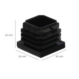 Contera Interior Plastico Cuadrada 35x35 mm, Color Negro, Bolsa 200 Unidades, Contera Mesa, Silla, Muebles, Estanteria al por Ma