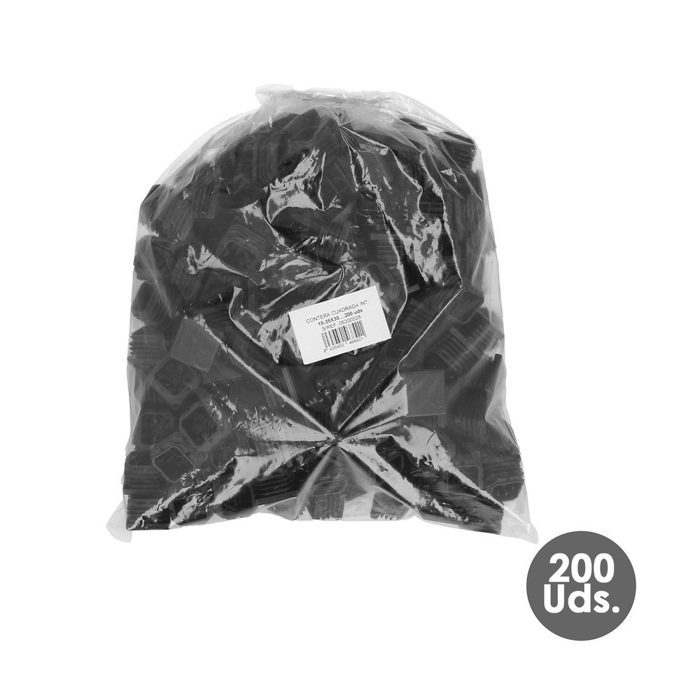 Contera Interior Plastico Cuadrada 35x35 mm, Color Negro, Bolsa 200 Unidades, Contera Mesa, Silla, Muebles, Estanteria al por Ma