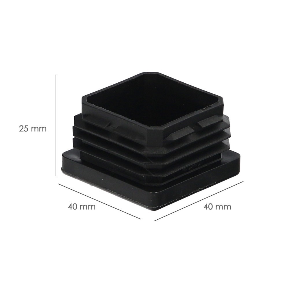 Contera Interior Plastico Cuadrada 40x40 mm, Color Negro, Bolsa 100 Unidades, Contera Mesa, Silla, Muebles, Estanteria al por Ma