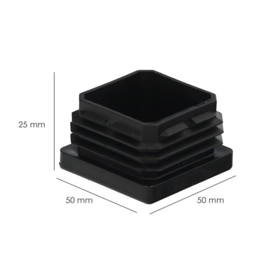 Contera Interior Plastico Cuadrada 50x50 mm, Color Negro, Bolsa 100 Unidades, Contera Mesa, Silla, Muebles, Estanteria al por Ma