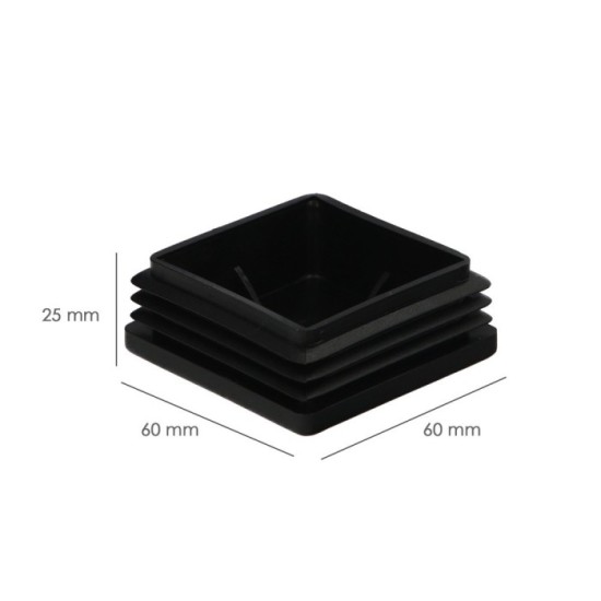 Contera Interior Plastico Cuadrada 60x60 mm, Color Negro, Bolsa 50 Unidades, Contera Mesa, Silla, Muebles, Estanteria al por May