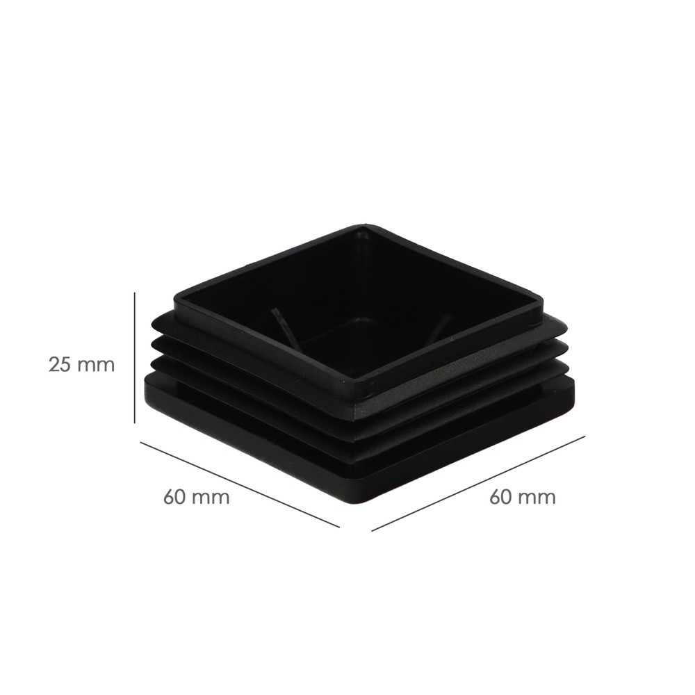 Contera Interior Plastico Cuadrada 60x60 mm, Color Negro, Bolsa 50 Unidades, Contera Mesa, Silla, Muebles, Estanteria al por May