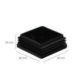 Contera Interior Plastico Cuadrada 60x60 mm, Color Negro, Bolsa 50 Unidades, Contera Mesa, Silla, Muebles, Estanteria al por May