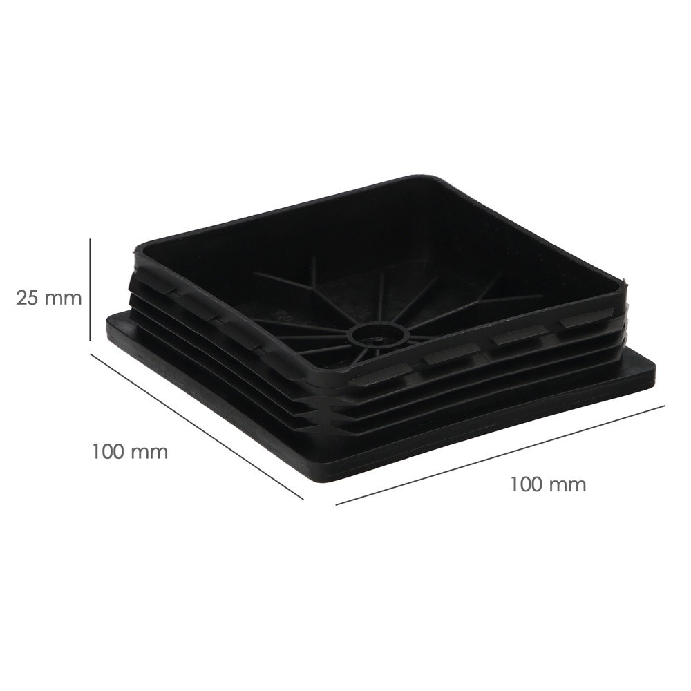 Contera Interior Plastico Cuadrada 100x100 mm, Color Negro, Bolsa 25 Unidades, Contera Mesa, Silla, Muebles, Estanteria al por M