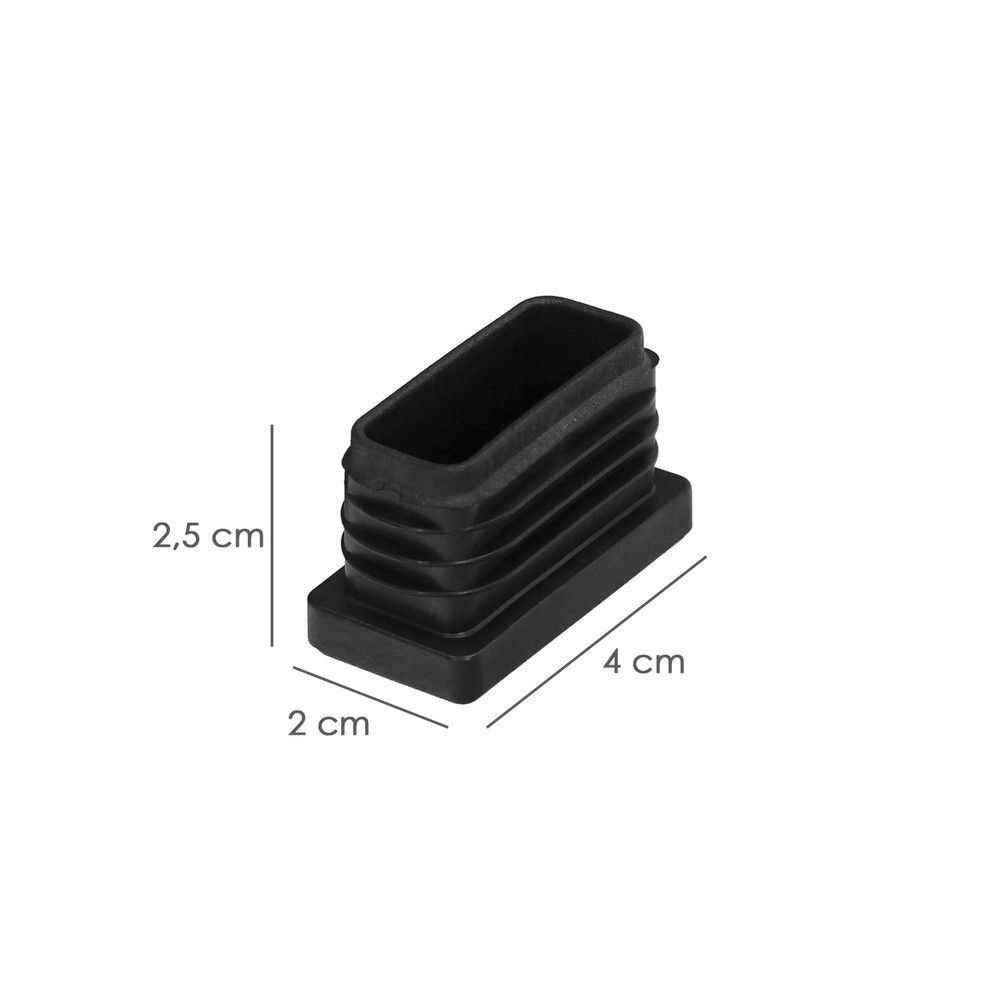 Contera Plástico Rectangular Interior, Color Negro 40x20 mm Bolsa 200 Unidades, al por Mayor | Almacén de Ferretería