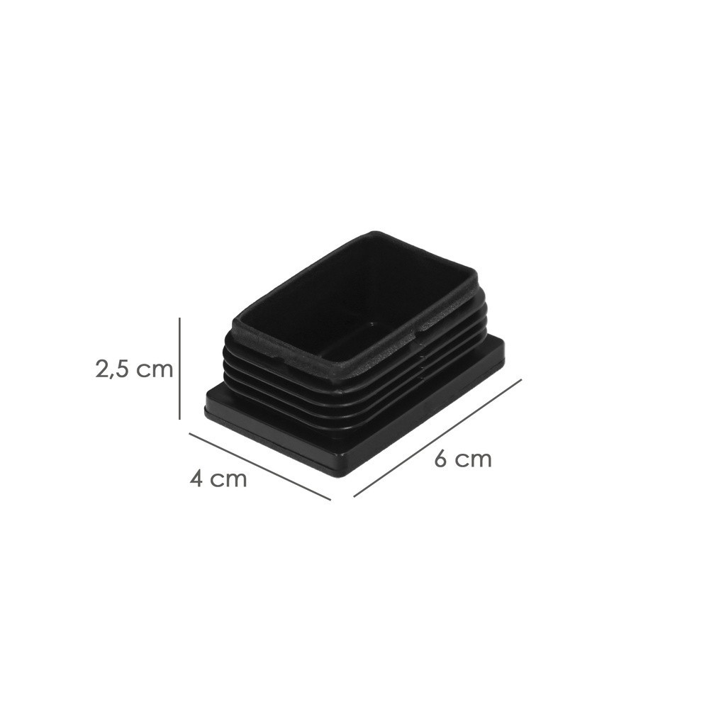 Contera Plástico Rectangular Interior, Color Negro 60x40 mm Bolsa 100 Unidades, al por Mayor | Almacén de Ferretería