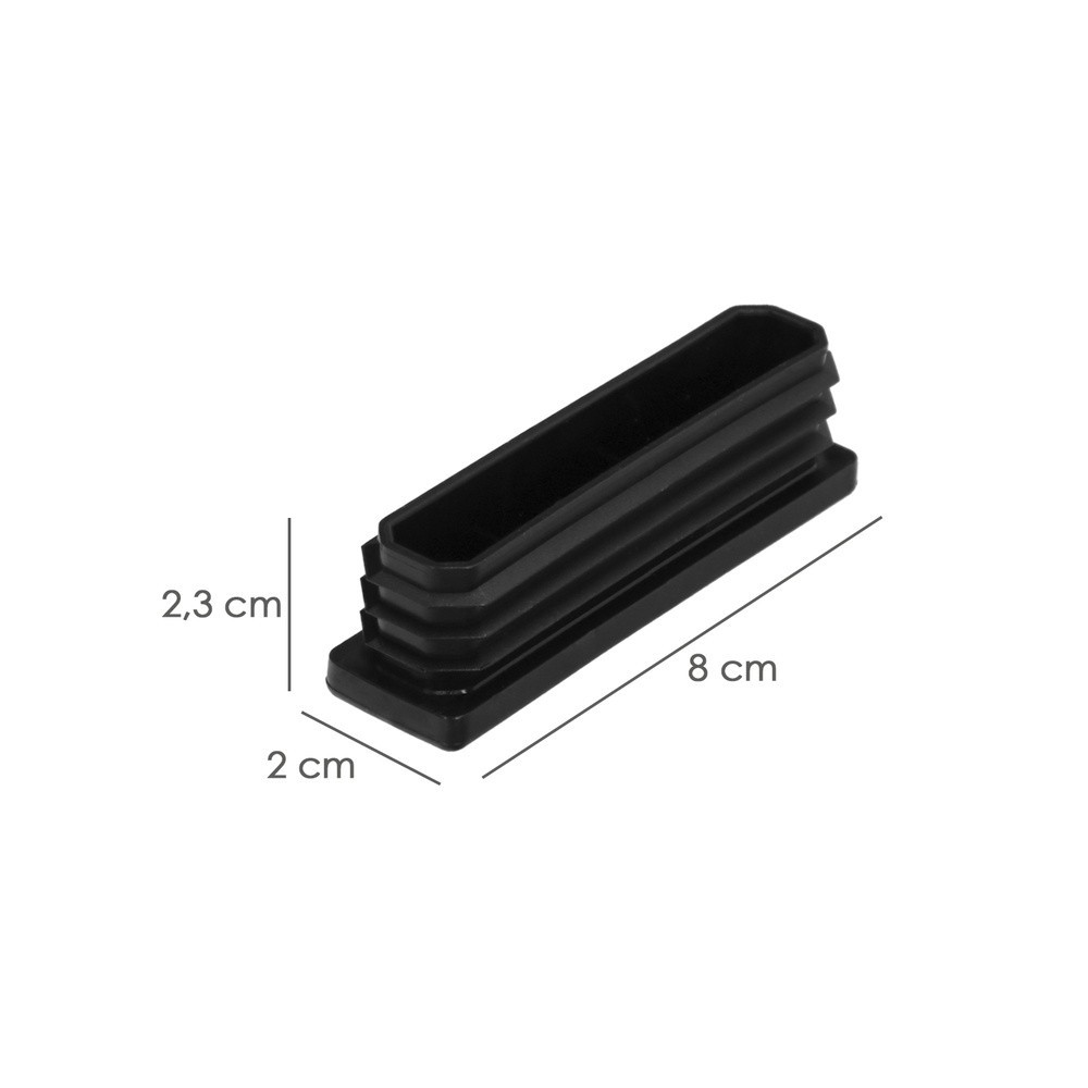 Contera Plástico Rectangular Interior, Color Negro 80x20 mm Bolsa 100 Unidades, al por Mayor | Almacén de Ferretería