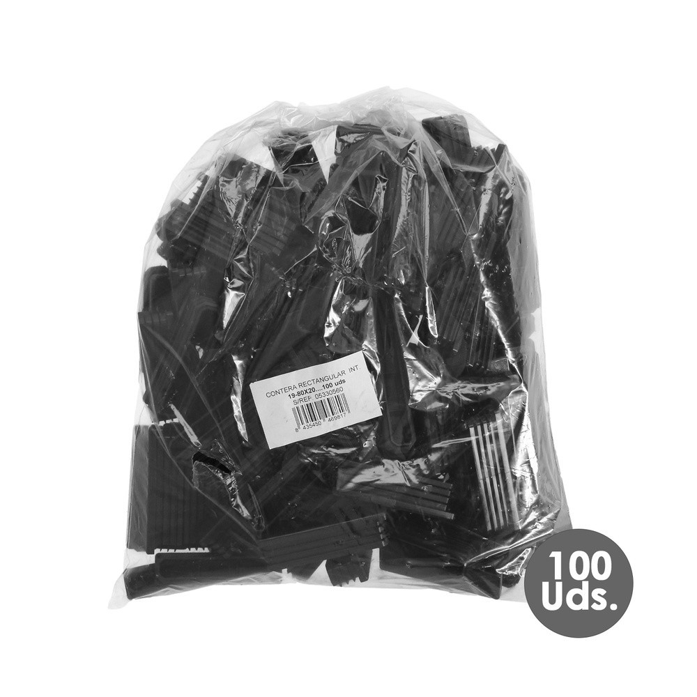 Contera Plástico Rectangular Interior, Color Negro 80x20 mm Bolsa 100 Unidades, al por Mayor | Almacén de Ferretería