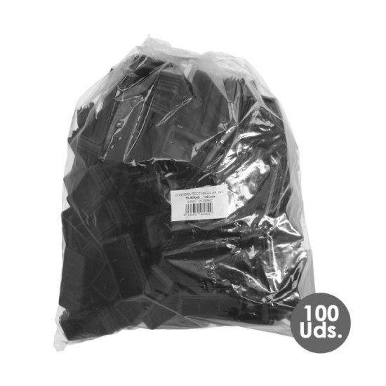 Contera Plástico Rectangular Interior, Color Negro 80x40 mm Bolsa 100 Unidades, al por Mayor | Almacén de Ferretería