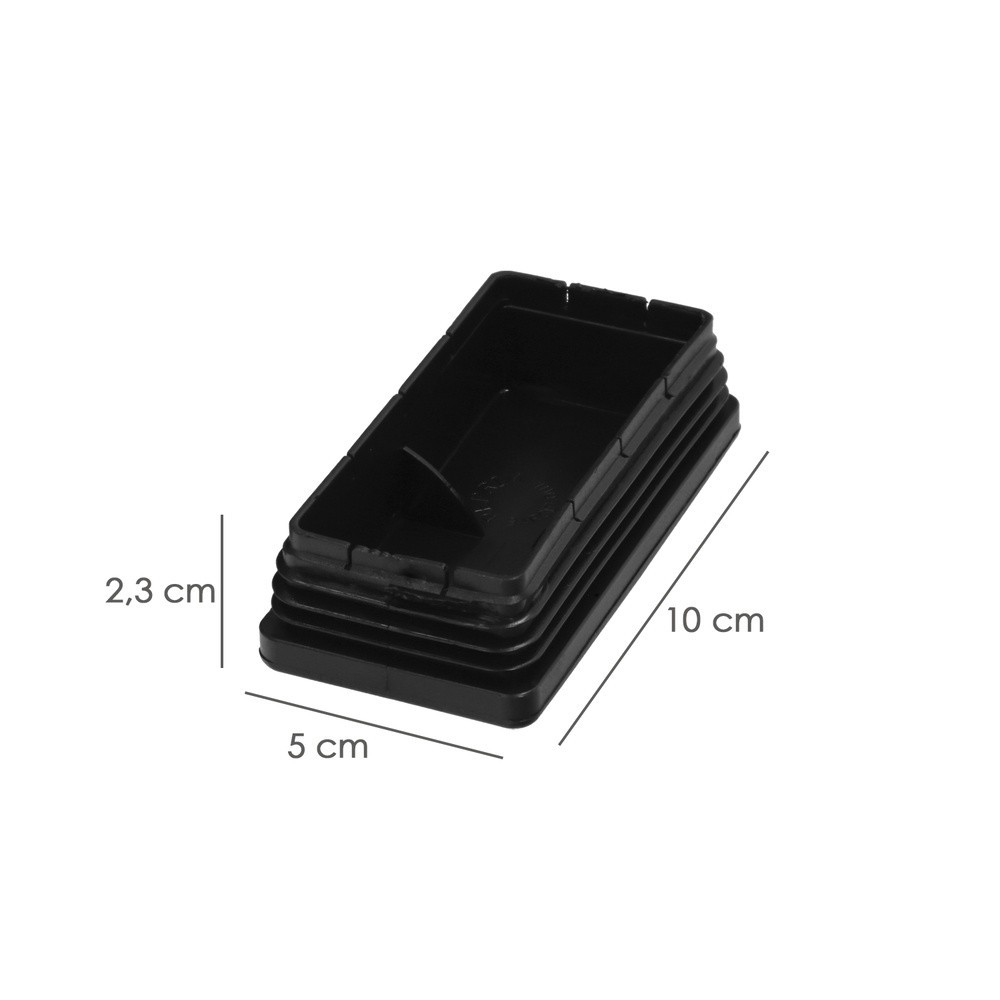 Contera Plástico Rectangular Interior, Color Negro 100x50 mm Bolsa 25 Unidades, al por Mayor | Almacén de Ferretería