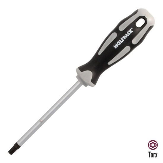 Destornillador Torx Inviolable Acero S2 Mango TPR Bimaterial, Medida T40 x Ø 8,0 x 125 mm, al por Mayor | Almacén de Ferretería