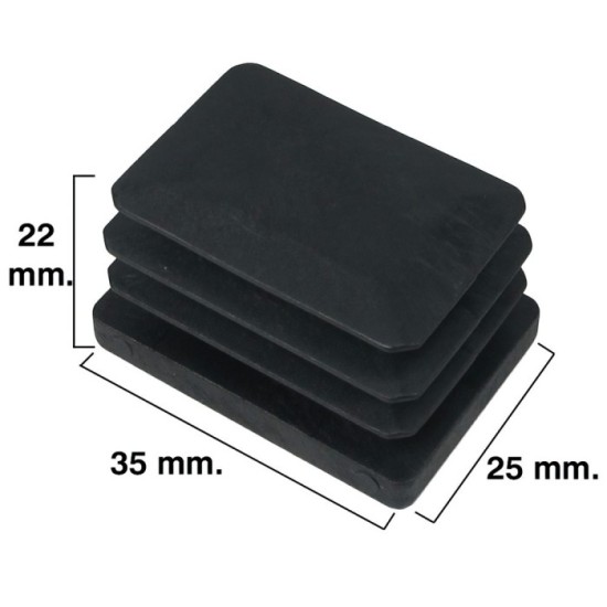 Contera Rectangular Negra 25x35mm, Blister 4 piezas, al por Mayor | Almacén de Ferretería