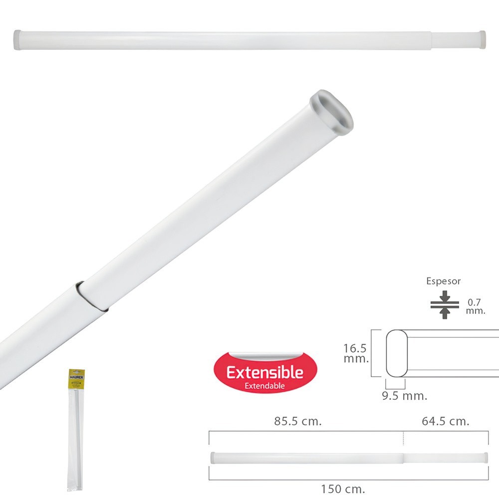 Barra Visillo Extensible 85,5/150 cm, Con Muelle Presion Ajustable  (1 Pieza) al por Mayor | Almacén de Ferretería