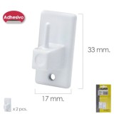 Gancho Visillo / Cortina Adhesivo Blanco (Blister 2 Piezas) al por Mayor | Almacén de Ferretería