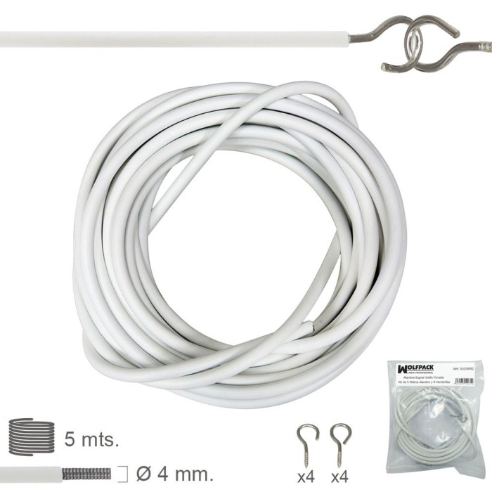 Gusanillo Espiral Visillo Forrado Kit de 5 Metros gusanillo y 8 Hembrillas al por Mayor | Almacén de Ferretería