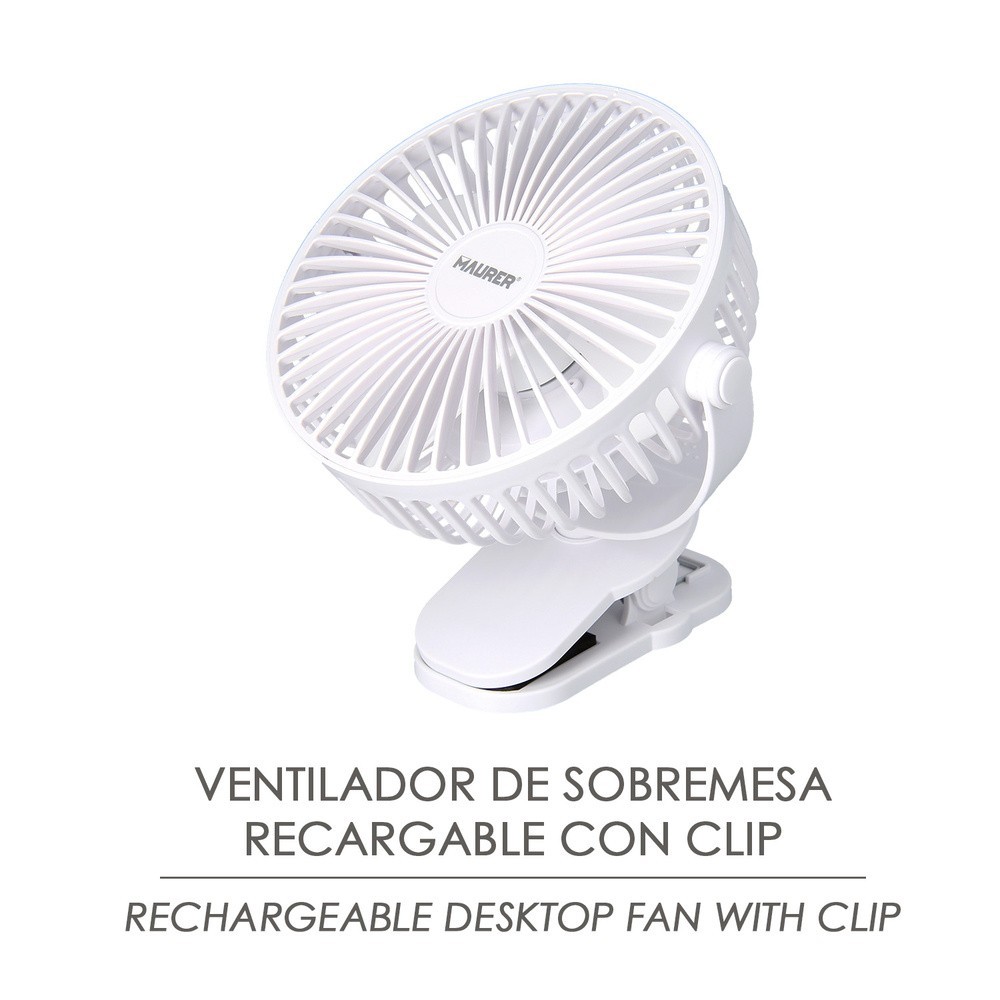 Ventilador Con Clip Sobremesa Ø 15 cm, Recargable al por Mayor | Almacén de Ferretería