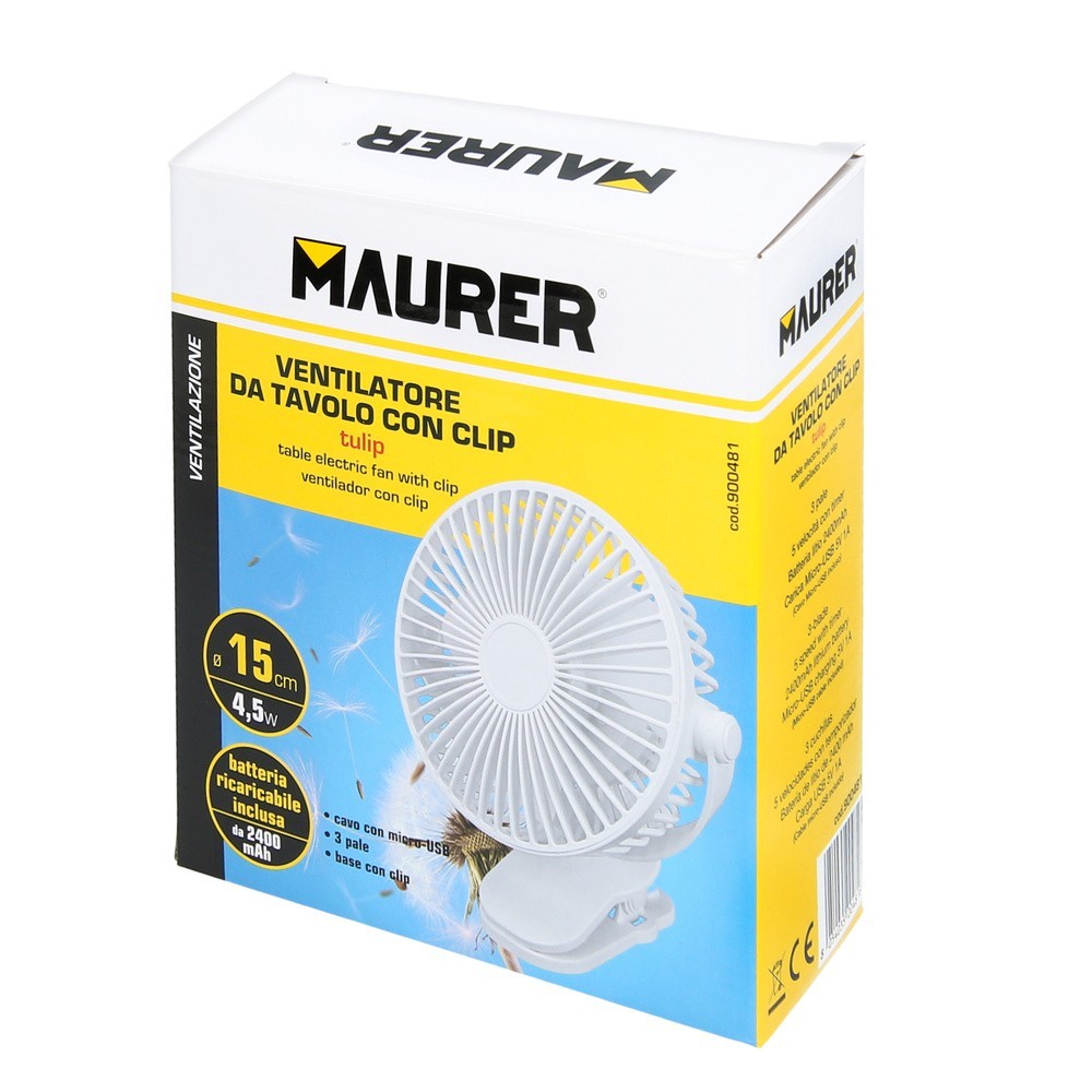 Ventilador Con Clip Sobremesa Ø 15 cm, Recargable al por Mayor | Almacén de Ferretería
