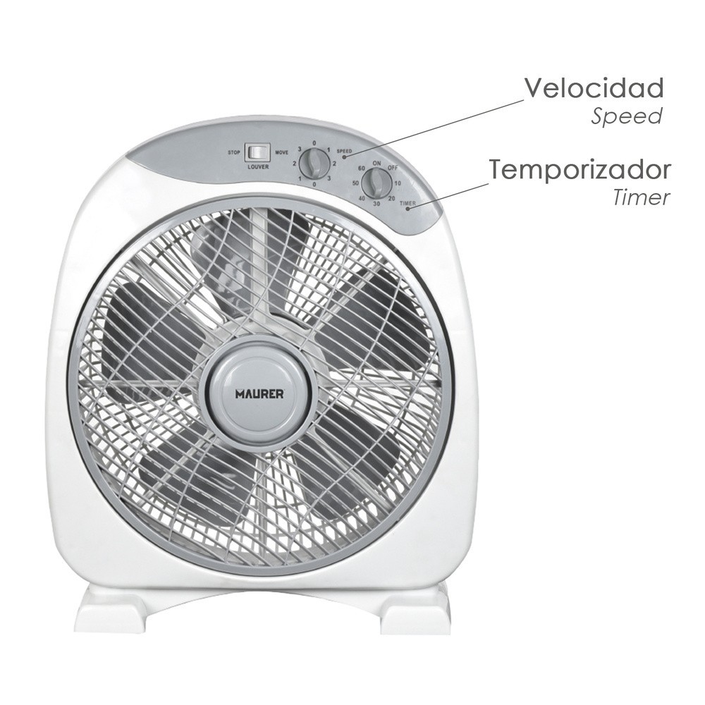 Ventilador Maurer Box Ø 30cm 40 Watt, 3 velocidades  Aspas gran tamaño, 3 Con temporizador al por Mayor | Almacén de Ferretería