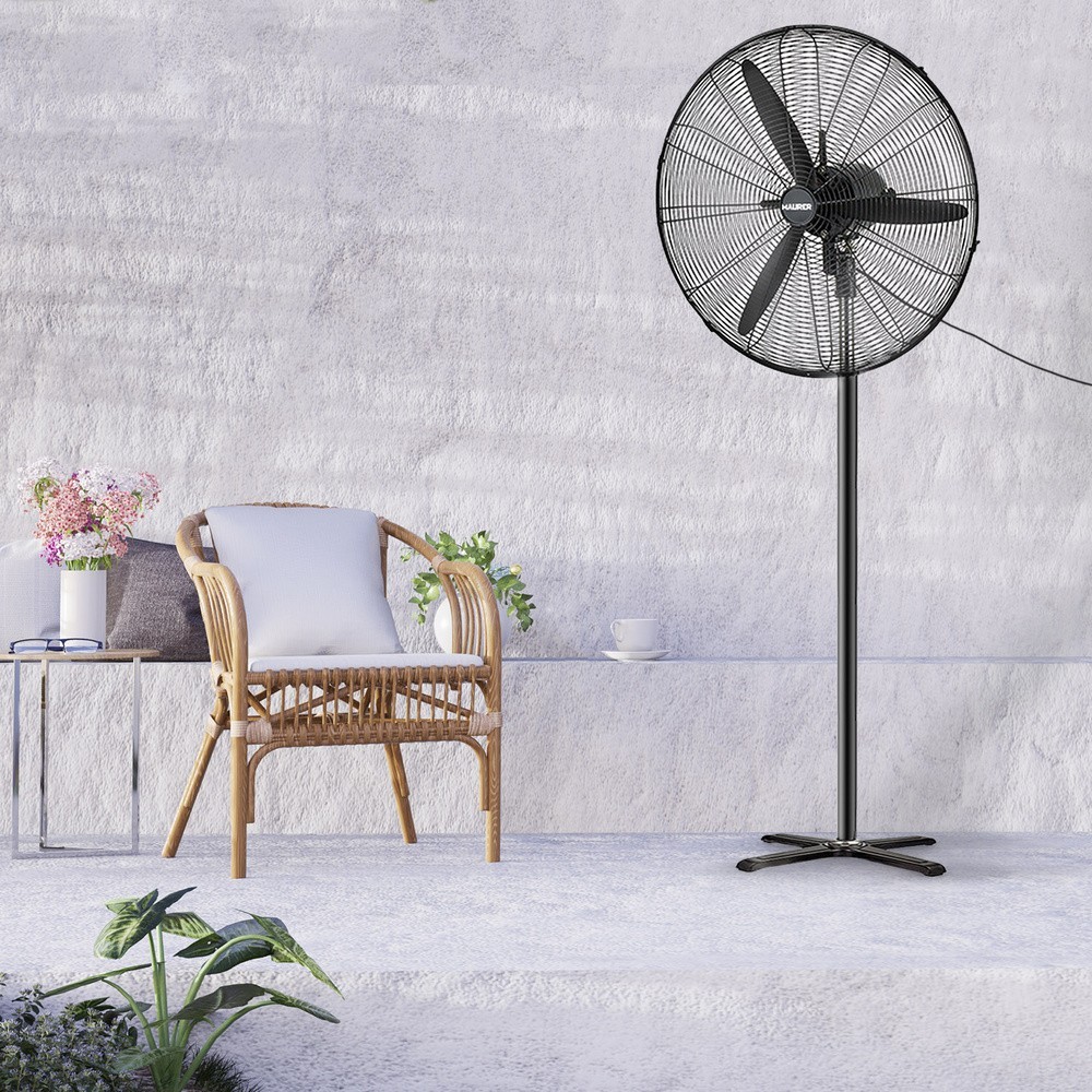 Ventilador Pie Ø 70 x195 cm, Negro 190 W, Oscilación Automatica, Altura Regulable, Cabezal Inclinable, Base Estable 60x60 cm, al