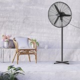 Ventilador Pie Ø 70 x195 cm, Negro 190 W, Oscilación Automatica, Altura Regulable, Cabezal Inclinable, Base Estable 60x60 cm, al