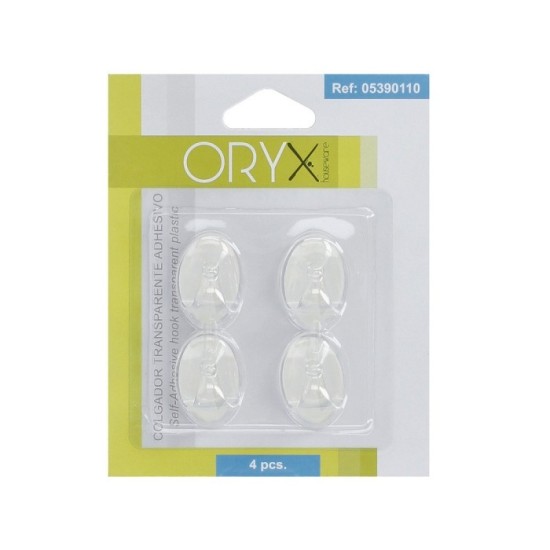 Colgador Oryx  Transparente Pequeño (Blister 4 Unidades) Adhesivo al por Mayor | Almacén de Ferretería